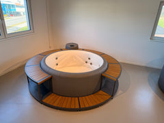 Saratoga surround installed around a soft-sided spa